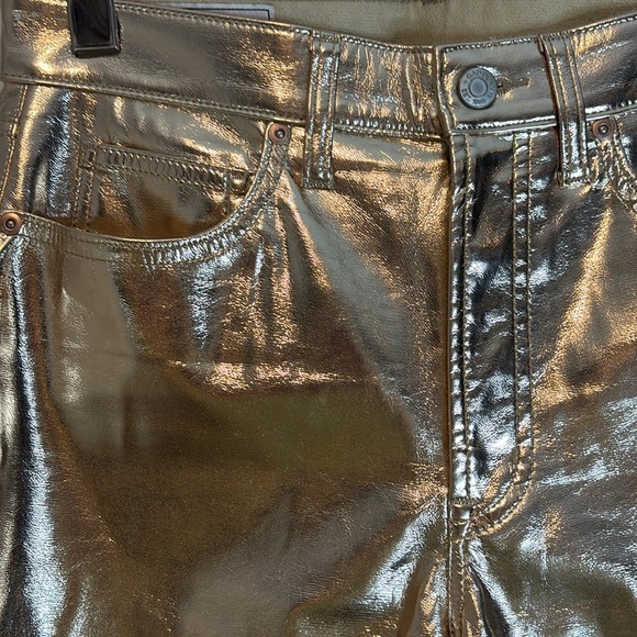 Gap high rise metallic vegan leather gold slim jeans size 28 - Picture 9 of 13